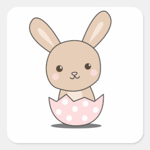 Sticker Carré Lapin Lapin Mets Animaux Pour Enfants Lapin Pâques