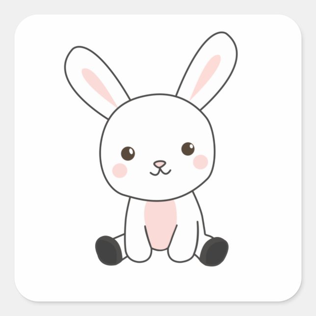 Sticker Carré Lapin Lapin Mets Animaux Pour Enfants Lapin Pâques (Devant)