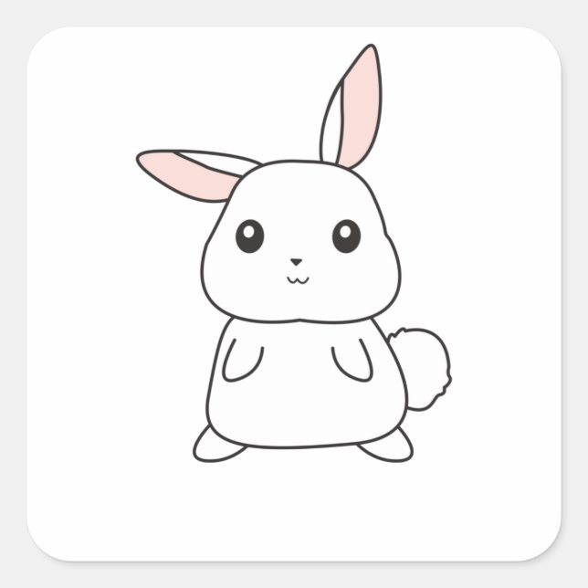 Sticker Carré Lapin Lapin Mets Animaux Pour Enfants Lapin Pâques (Devant)