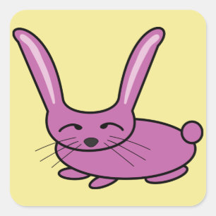 Sticker Carré Lapin rose