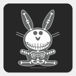 Sticker Carré Lapin squelettique