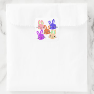 Sticker Carré Lapins Mignons