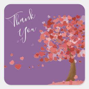 Sticker Carré L'arbre des coeurs vous remercient mignons