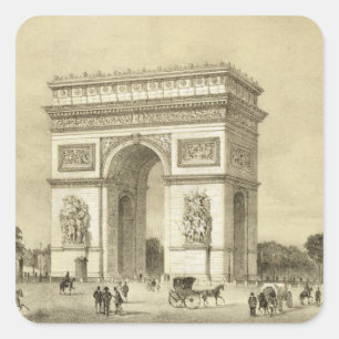 Sticker Carré L'Arc de Triomphe, Paris, gravé par Auguste Bry