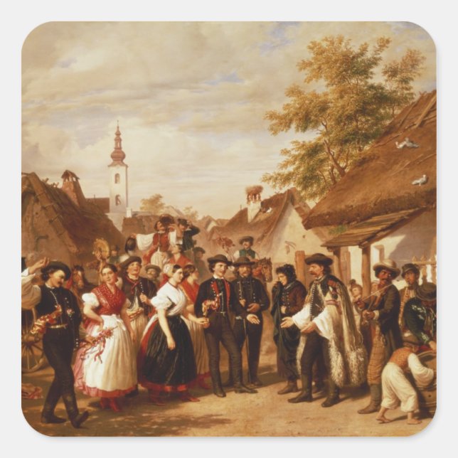 Sticker Carré L'arrivée de la mariée, 1856 (Devant)