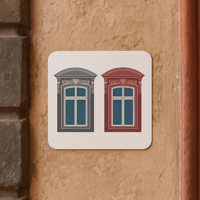 Sticker Carré L'Art Architectural Ornate De Fenêtre Européenne (Créateur téléchargé)