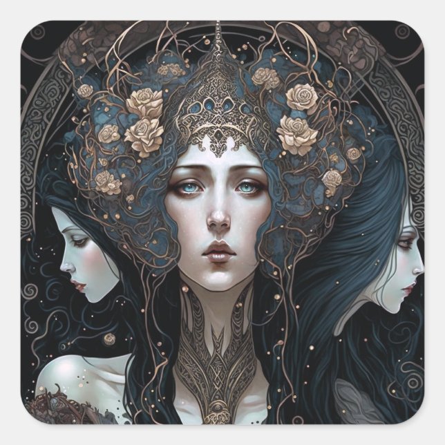 Sticker Carré L'art de l'Imaginaire de la reine noire (Devant)