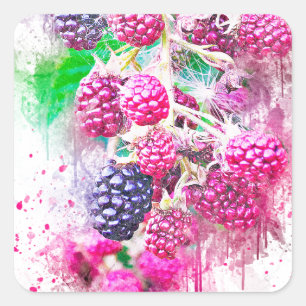 Sticker Carré l'art des fruits de mûre abstrait