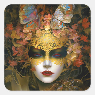 Sticker Carré L'art d'Imaginaire de la dame masquée