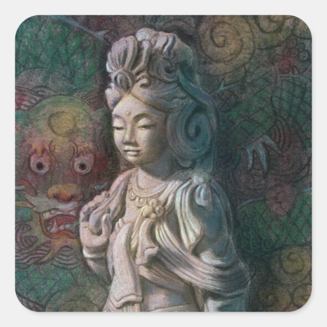 Sticker Carré L'art du dragon de Kuan Yin (Devant)