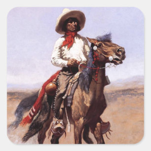 Sticker Carré L'art occidental de Frederic Remington « Un éclair