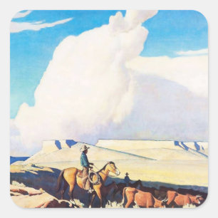 Sticker Carré L'art occidental “Open Range” de Maynard Dixon