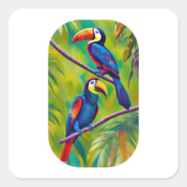 Sticker Carré L'art ornithologique Toucan (Devant)