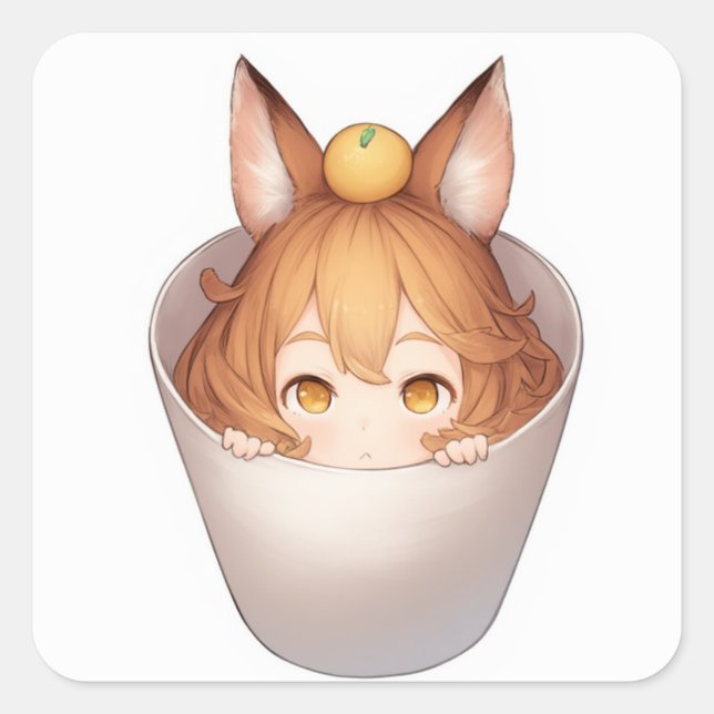 Sticker Carré L'art paisible doux (Devant)