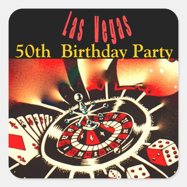 Sticker Carré Las Vegas Casino Thème Anniversaire (Devant)
