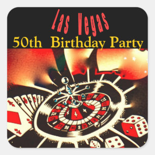 Sticker Carré Las Vegas Casino Thème Anniversaire