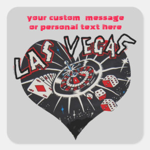 Sticker Carré Las Vegas Dice and Card Games Coeur