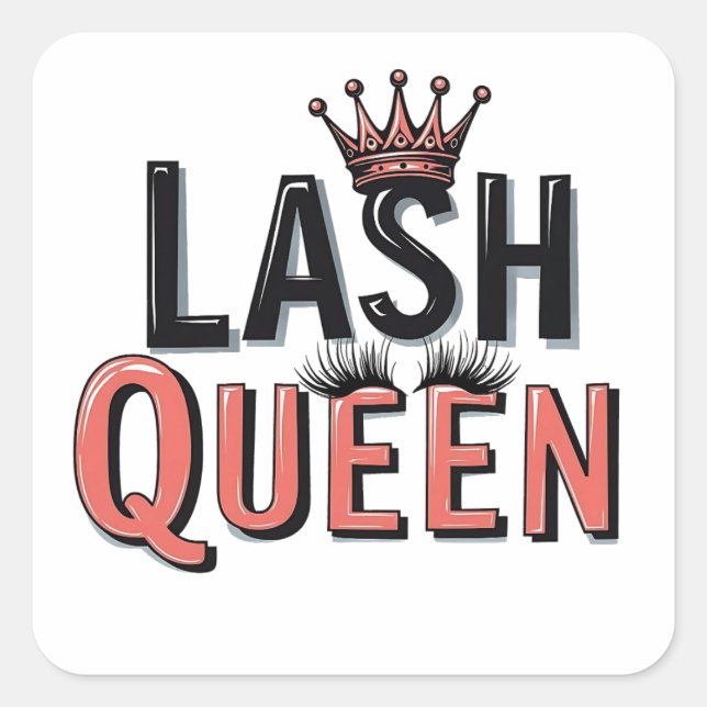 Sticker Carré Lash Queen Funny Oye Lashes Se Comforment (Devant)