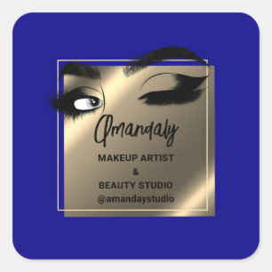 Sticker Carré Lashes Nettoyant maquillage Beauté Shop Merci bleu