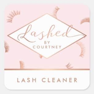 Sticker Carré Lashes texte Motif rose/Rose or