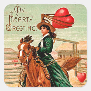Sticker Carré Lasso mon coeur Vintage Valentine