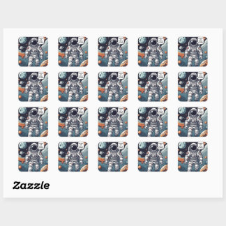 Sticker Carré L'Astronaut Houston, Nous Avons Un Anniversaire !