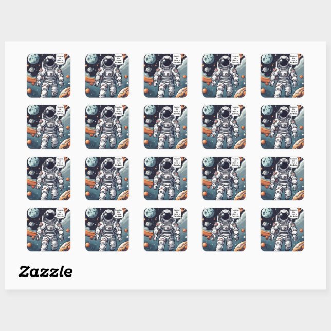 Sticker Carré L'Astronaut Houston, Nous Avons Un Anniversaire ! (Feuille)