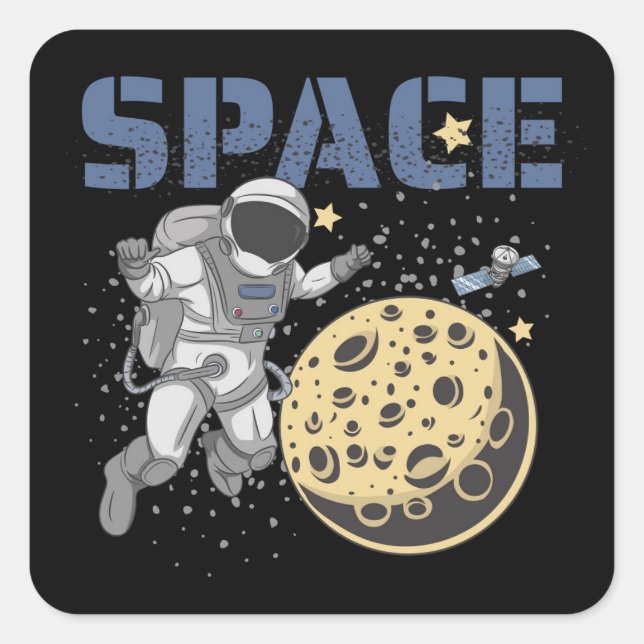 Sticker Carré L'astronaute à la découverte et à la promenade (Devant)