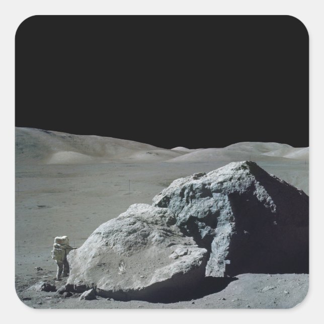 Sticker Carré L'astronaute Apollo 17 et le véhicule sur la Lune (Devant)