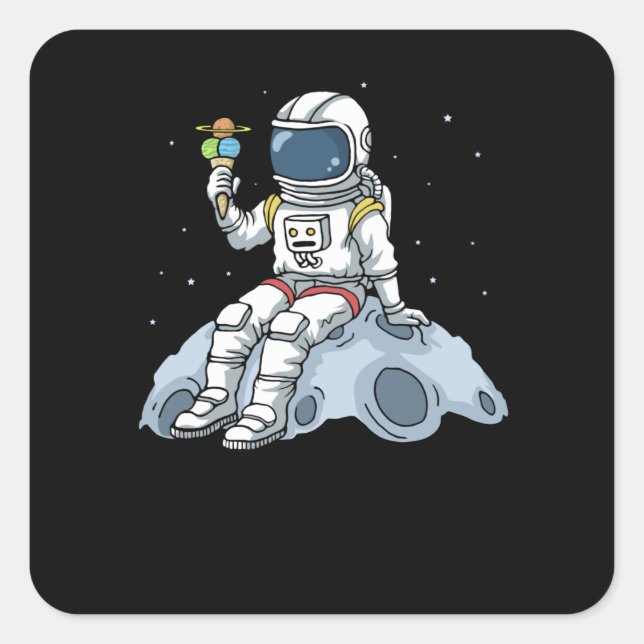 Sticker Carré L'astronaute donne aux enfants Lune Atterrissage d (Devant)