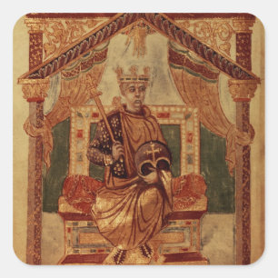 Sticker Carré Lat 1152 f.3v Charlemagne (Carolus Magnus, Charles