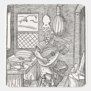 Sticker Carré L'atelier de fabrication d'instruments, c.1570