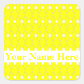 Sticker Carré Lattice de Jacquard jaune avec monogramme