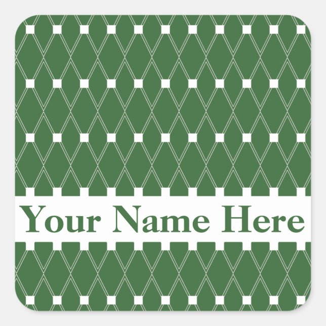 Sticker Carré Lattice Jacquard vert avec monogramme (Devant)