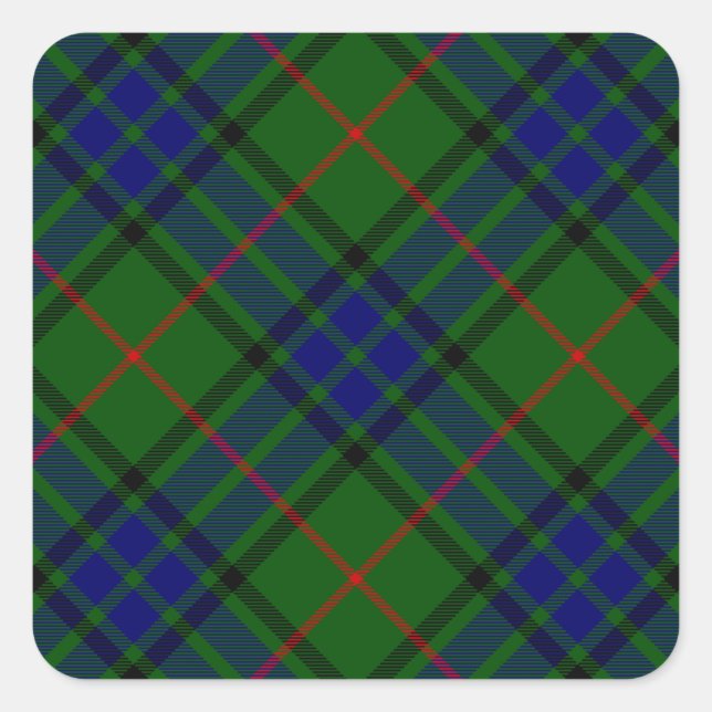 Sticker Carré Lauder tartan bleu vert plaid (Devant)