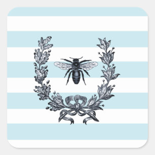 Sticker Carré Laurel Wreath et Napoleonic Bee Contour