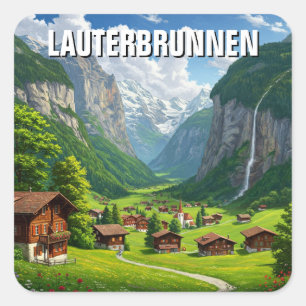 Sticker Carré Lauterbrunnen Suisse Travel