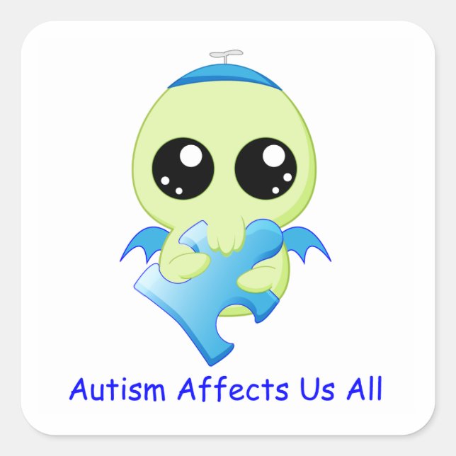 Sticker Carré L'autisme affecte - Baby Cthulhu (Devant)