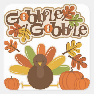 Sticker Carré L'automne quitte la Turquie Bon thanksgiving de ga