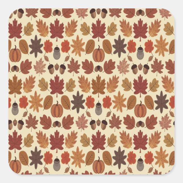 Sticker Carré L'automne vibre laisse Motif avec les couleurs d'a (Devant)