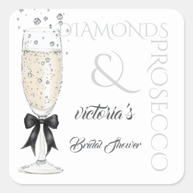 Sticker Carré Lavage de verre à ruban élégant pour Baby Shower (Devant)
