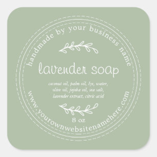 Sticker Carré Lavande à savon rustique fait main Laurel Green Cl