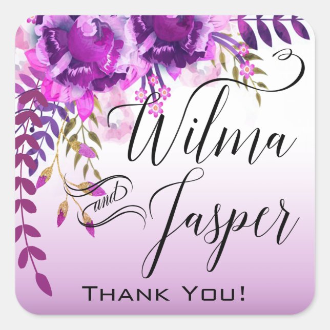 Sticker Carré Lavande Lilac Plum Vines Floral Folio Merci (Devant)