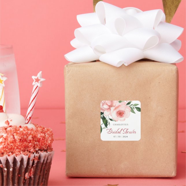 Sticker Carré Lavande Rose Florale Mariage (Fête)