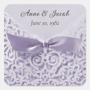 Sticker Carré Lavender Bow sur dentelle Mariage Vow renouveau