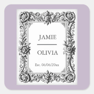 Sticker Carré LAVENDER Mariage baroque vintage - Texte personnal