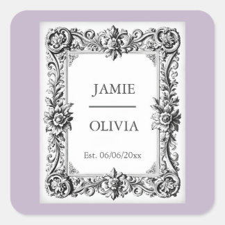 Sticker Carré LAVENDER Mariage baroque vintage - Texte personnal