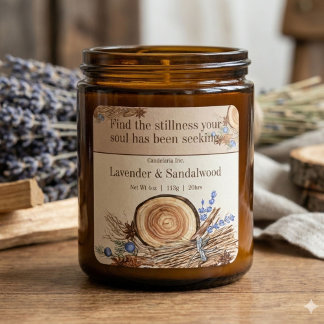 Sticker Carré Lavender Sandalwood Quote Candle Label
