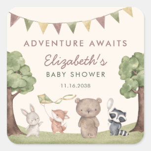 Sticker Carré L'aventure Attend les Animaux de la Forêt Baby Sho