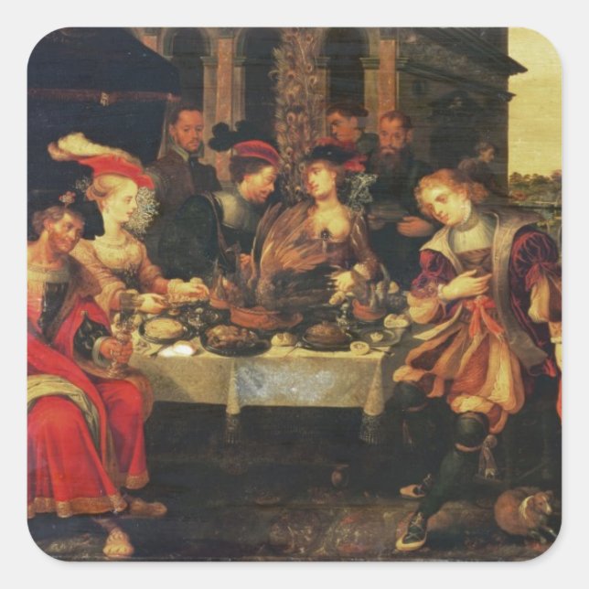 Sticker Carré Lazare à la table de l'homme riche, 1618 (huile su (Devant)
